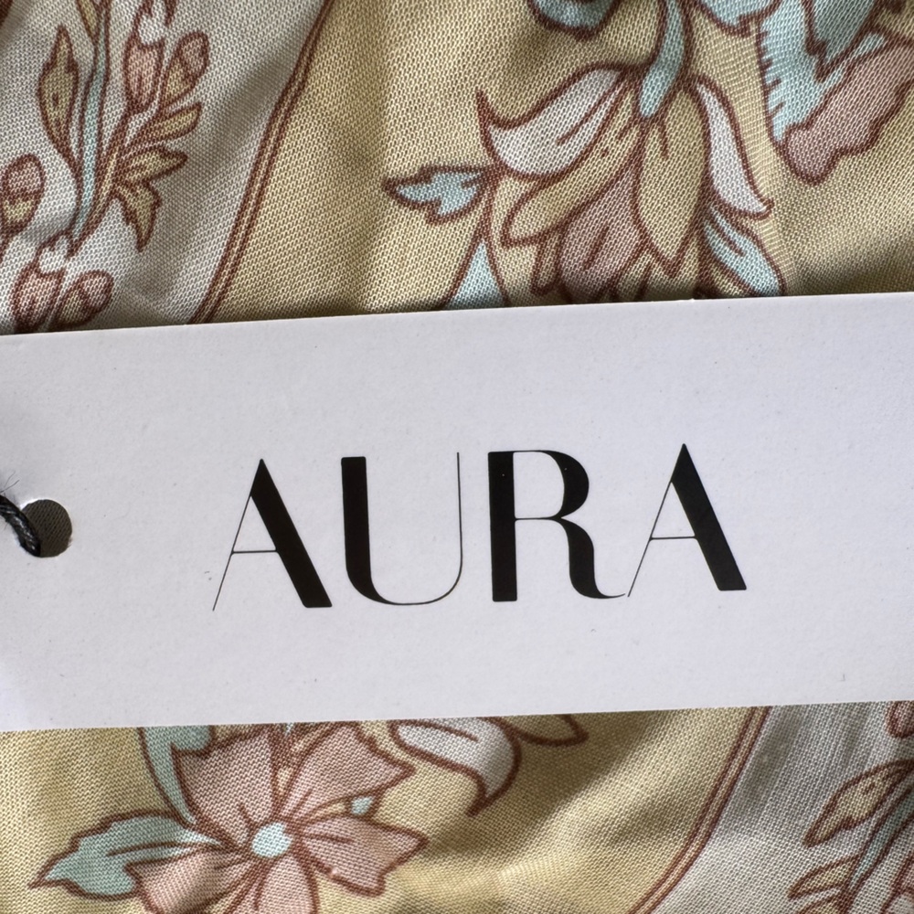 AURA maxi dress blue cream chic floral pastels - Picture 12 of 13